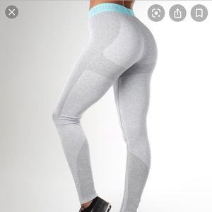 Gymshark Flex Leggings in Light Grey/Teal
